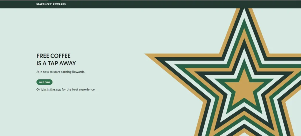A screenshot from the Starbucks loyalty program website