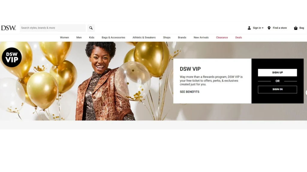 DSW VIP website
