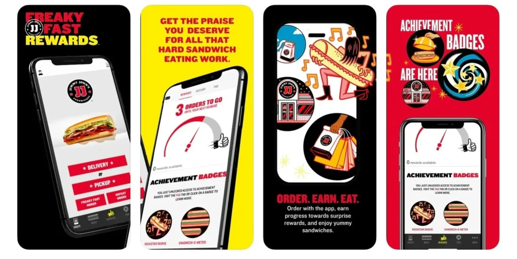 Freaky Fast Rewards’ app interface - Jimmy John's rewards case study
