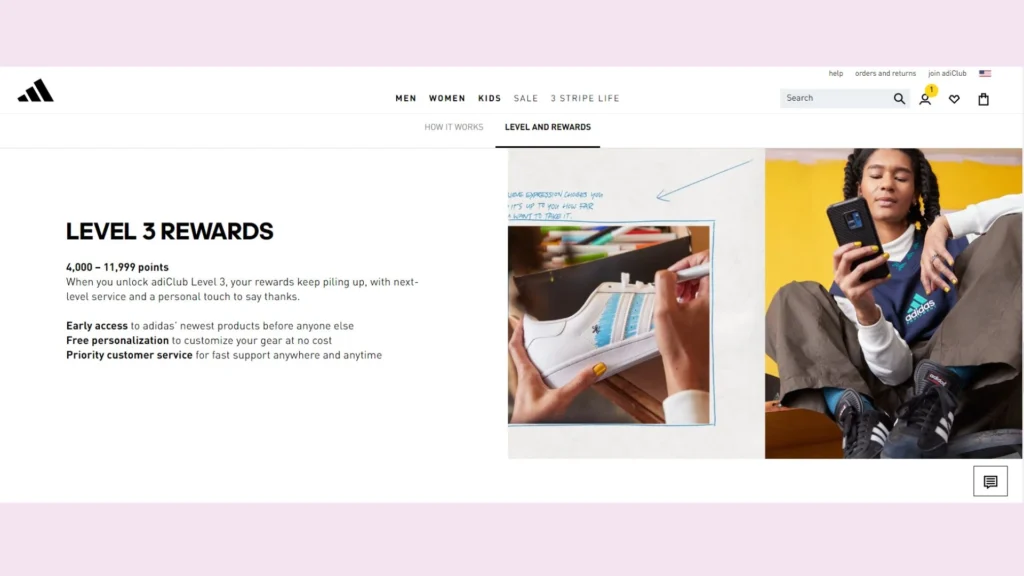 adiClub Rewards offers free personalization