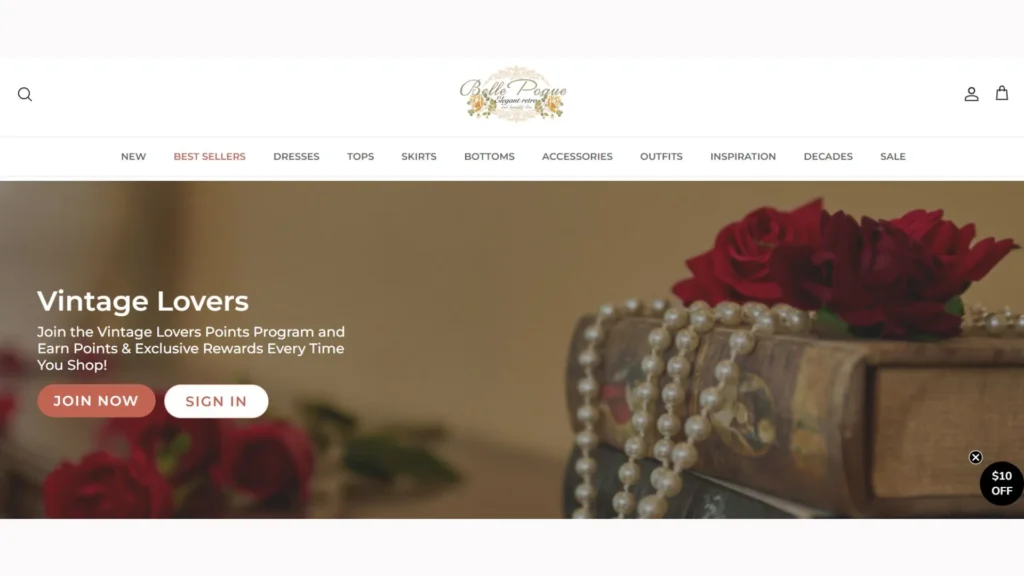 Belle Poque's overview loyalty page powered by BON Loyalty