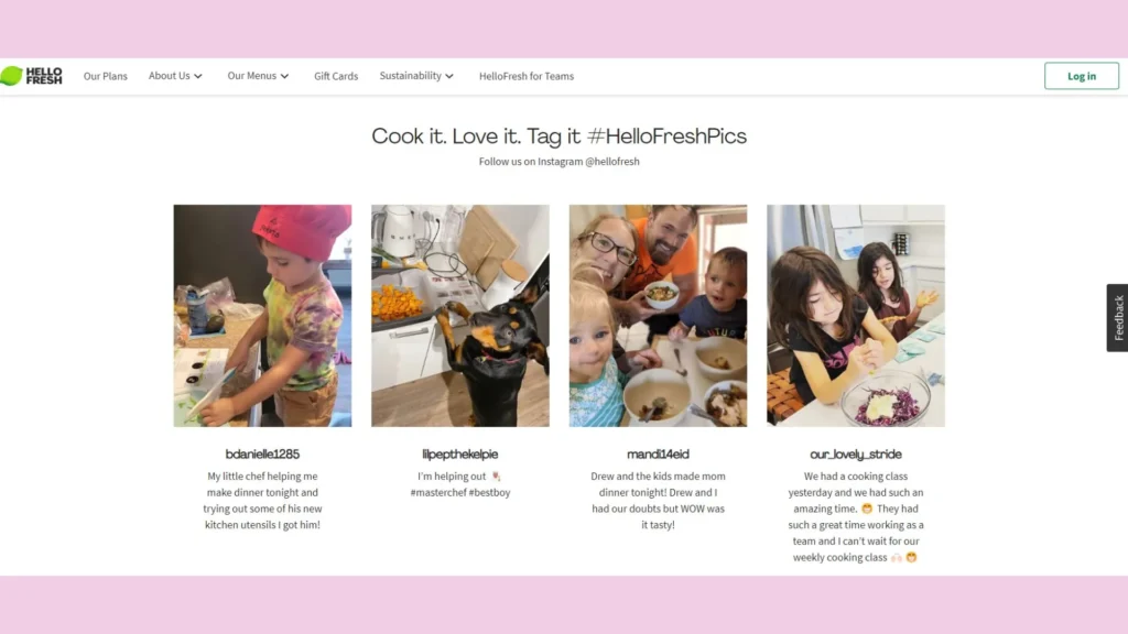 HelloFresh shows customer reviews on their homepage.