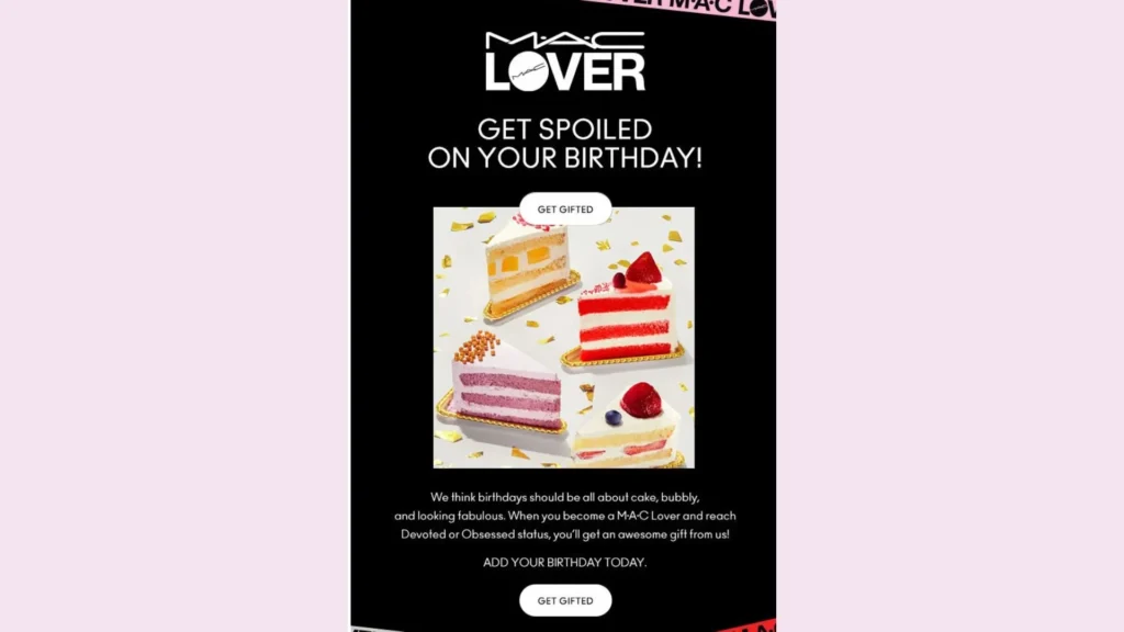 M.A.C. Cosmetics’s personalized email