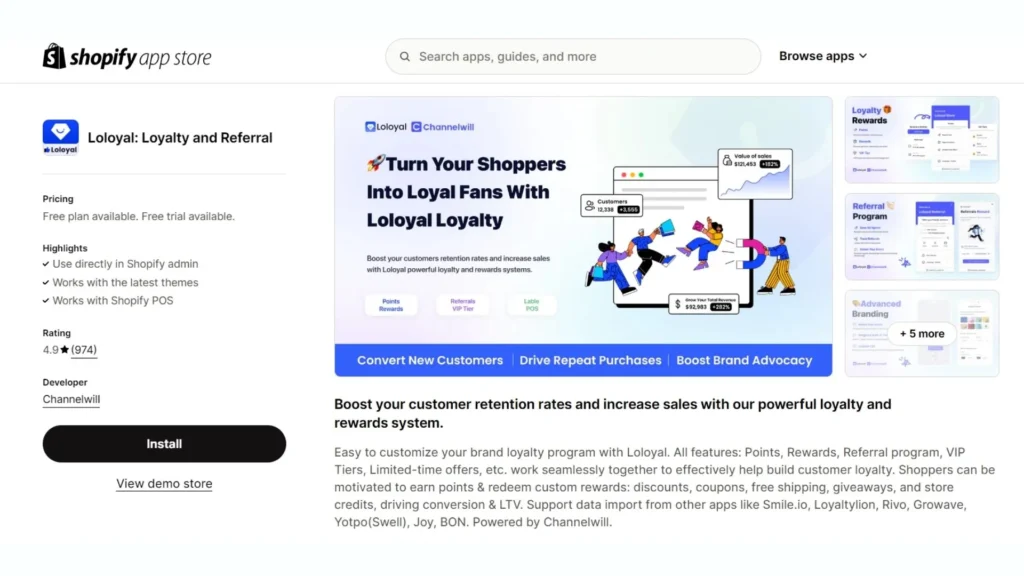 Loloyal Loyalty on the Shopify App Store.