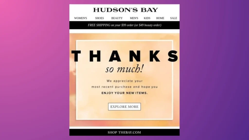 An example of a thank-you email.