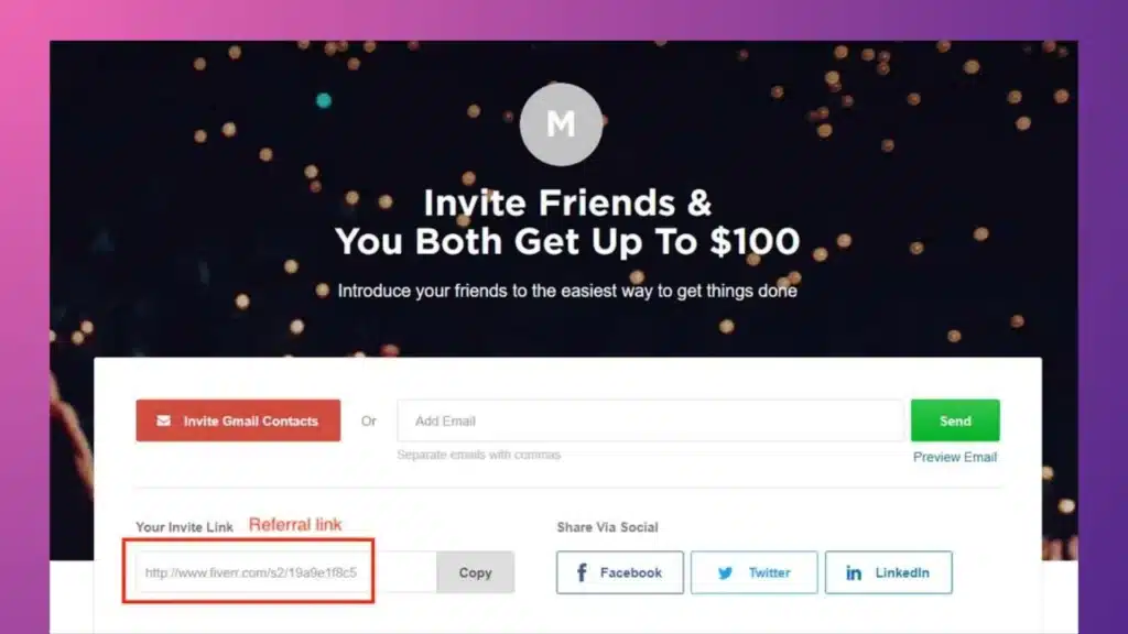 An example of a referral link.