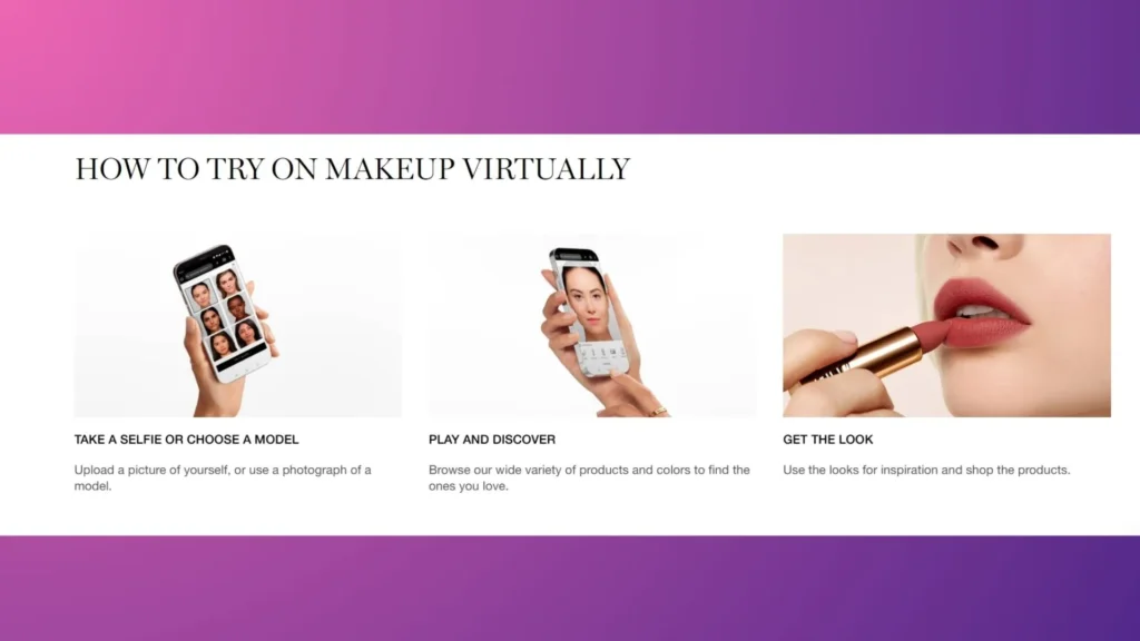3 steps to try on makeup virtually.