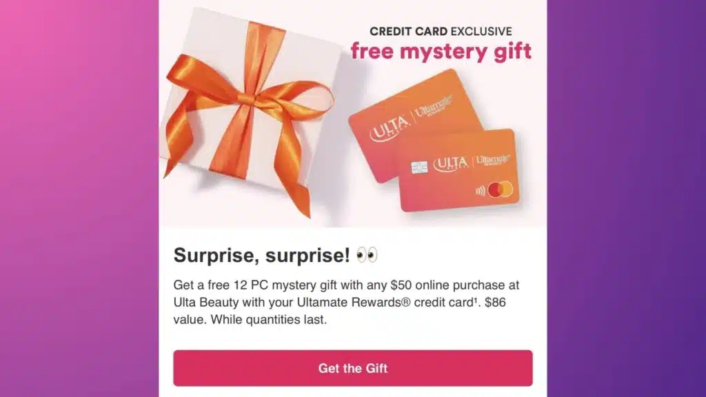 Ulta's Ultimate Rewards program offers credit card exclusive offers.
