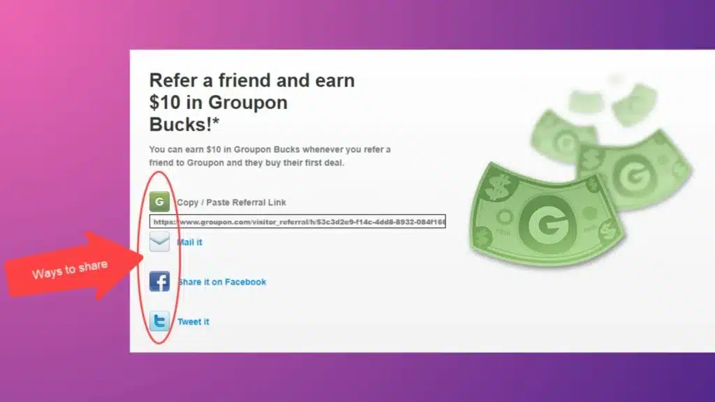 Install social media sharing buttons to share referral links.